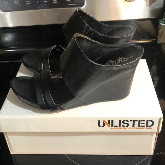 Unlisted Elegant Black Wedge Shoes - Picture 1 of 3